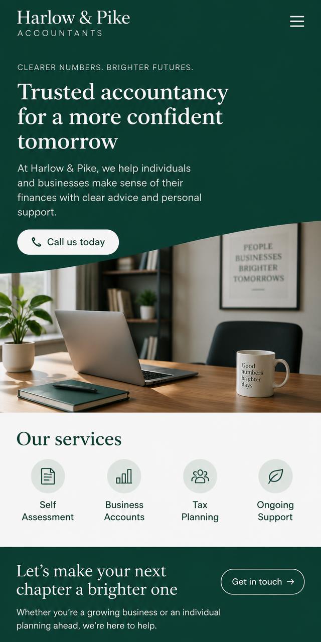 Design concept: accountancy website on mobile